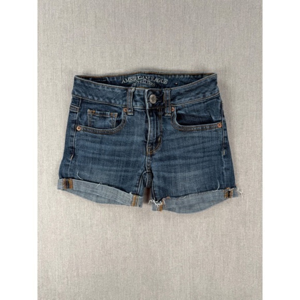 American Eagle Outfitters Midi Super Stretch Denim Shorts Dark Wash Size 00